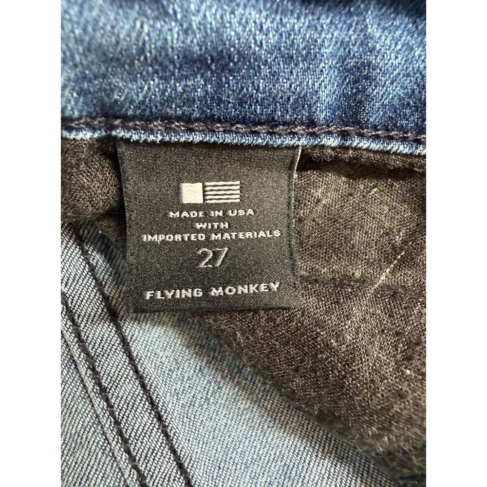 Flying Monkey Platinum Distressed Jeans Womens Sz 27 Blue Mid Rise Fray Raw Hem - Picture 3 of 11